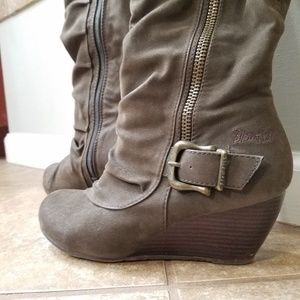 Gray Blowfish wedge knee boots!